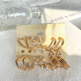 Fashion Punk C-shaped Circle Pearl Set Earrings – Stylish Gifts — 6