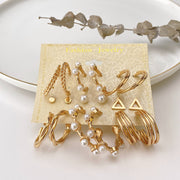 Fashion Punk C-shaped Circle Pearl Set Earrings – Stylish Gifts — 3