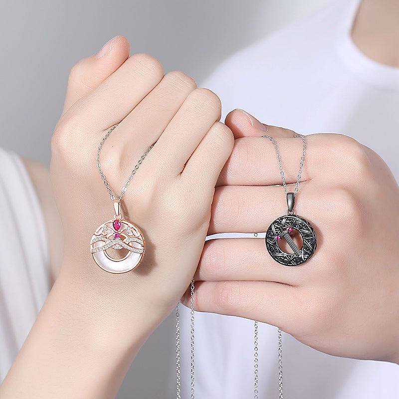 S925 Silver Princess Knight Couple Necklace – Jewelry Gift Ideas — 1