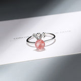 Natural strawberry Crystal Cute Rabbit ring female – Gifts for Her — 1