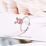 Natural strawberry Crystal Cute Rabbit ring female – Gifts for Her — 4