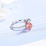 Natural strawberry Crystal Cute Rabbit ring female – Gifts for Her — 5