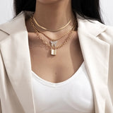 All-match Diamond-studded Butterfly Lock Necklace – Jewelry Gift Ideas — 3
