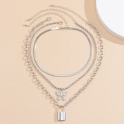 All-match Diamond-studded Butterfly Lock Necklace – Jewelry Gift Ideas — 4
