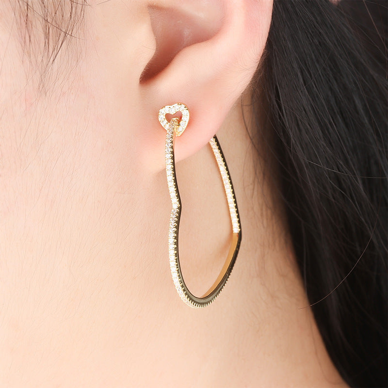 Micro-embellished Large Heart-shaped Earrings – Everyday Gifts — 1