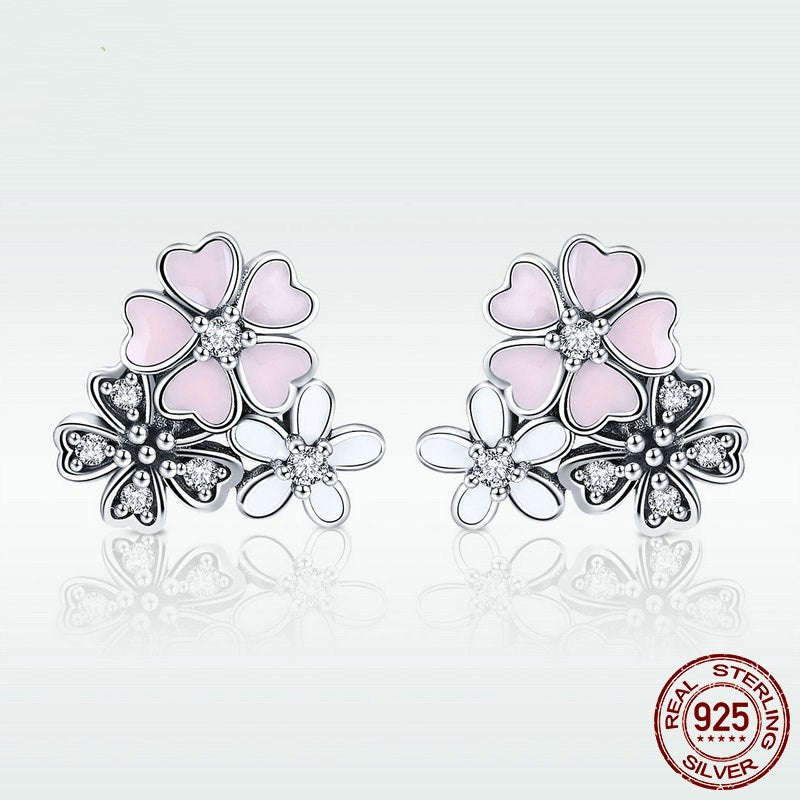 Pink Flowers Blooming Oil Drop Earrings – Unique Gift Ideas — 1