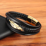 3 Layers Black Gold Punk Style Design Genuine Leather – Stylish Gifts — 3