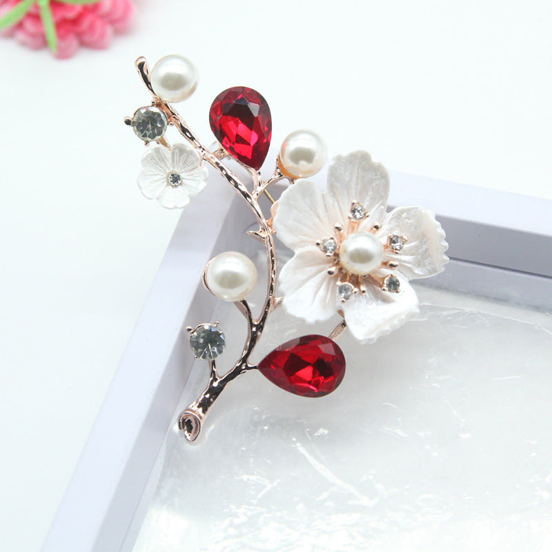 Top-Grade Engraving Conch Crystal Plum Brooch – Jewelry Gift Ideas — 1