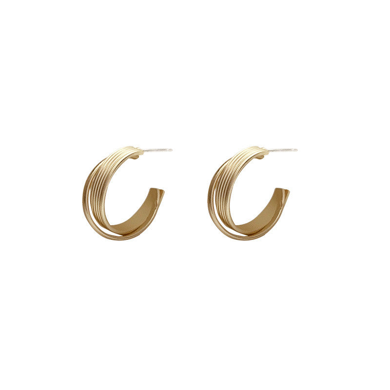 Dongdaemun Fashion Simple Small Earrings Metallic Ring – Stylish Gifts — 1