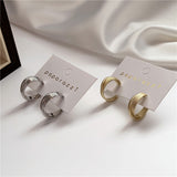Dongdaemun Fashion Simple Small Earrings Metallic Ring – Stylish Gifts — 4