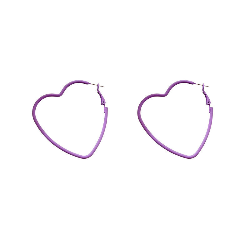 Peach Heart Purple Big Earrings – Meaningful Gifts — 1