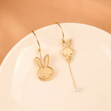 Girly Heart Asymmetric Long Bunny Earrings – Small Gift Ideas — 1
