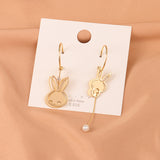 Girly Heart Asymmetric Long Bunny Earrings – Small Gift Ideas — 3