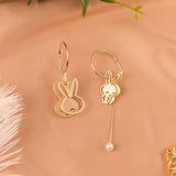 Girly Heart Asymmetric Long Bunny Earrings – Small Gift Ideas — 2