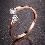 Temperament Double Diamond Silver Ring – Holiday Gift Ideas — 3