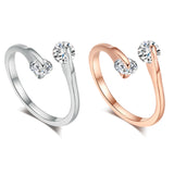 Temperament Double Diamond Silver Ring – Holiday Gift Ideas — 2