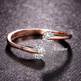 Temperament Double Diamond Silver Ring – Holiday Gift Ideas — 4