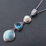 925 Sterling Silver Long Pendant Natural Sea – Jewelry Gift Ideas — 3