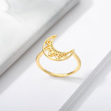 Gold-plated Hollow Petal Moon Ring – Meaningful Gifts — 3