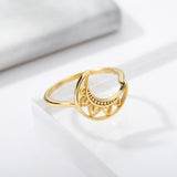 Gold-plated Hollow Petal Moon Ring – Meaningful Gifts — 2