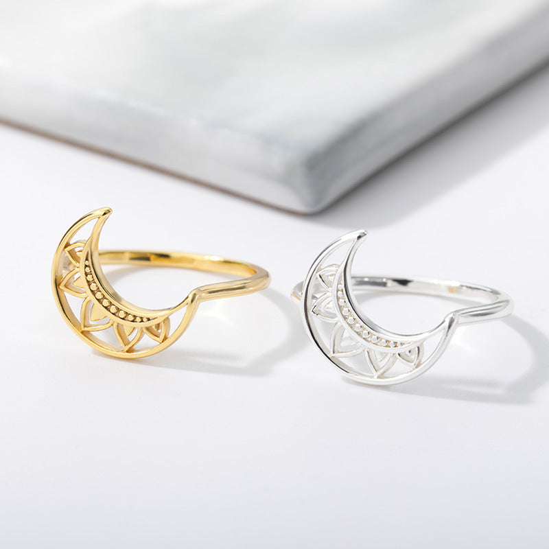Gold-plated Hollow Petal Moon Ring – Meaningful Gifts — 1