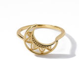 Gold-plated Hollow Petal Moon Ring – Meaningful Gifts — 5