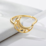 Jewelry Ladies Gold-Plated Hollow Petal Moon Ring – Jewelry Gift Ideas — 2