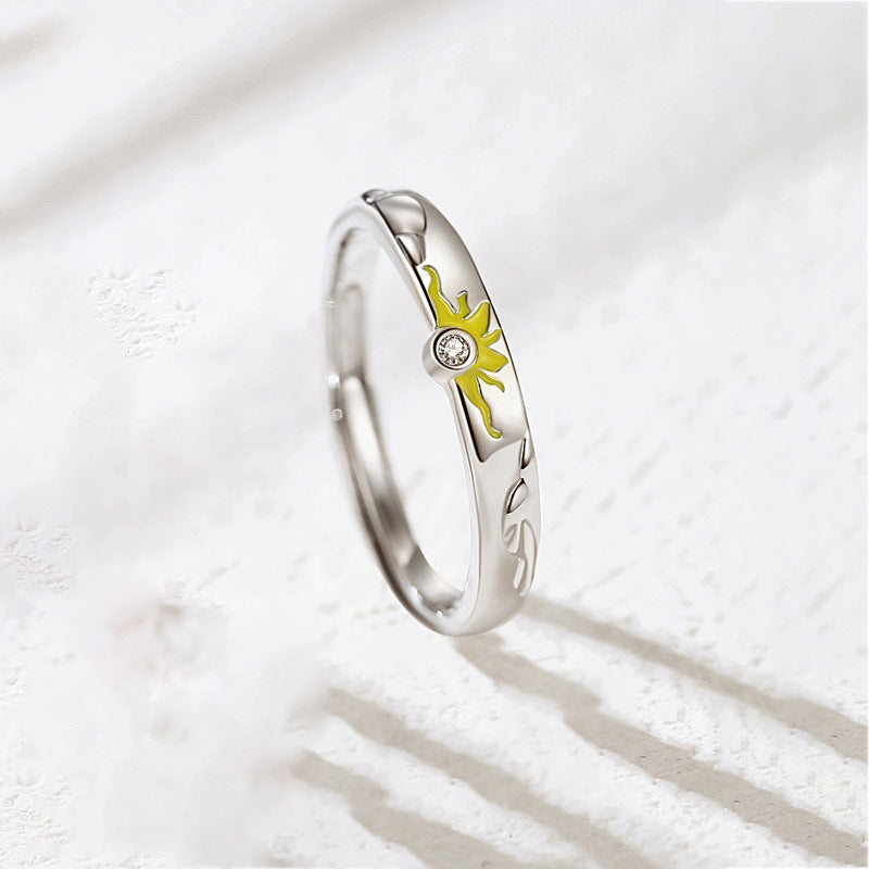 Sun Moon Stars Sterling Silver Couple Ring – Gifts for Couples — 1