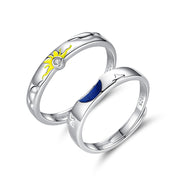 Sun Moon Stars Sterling Silver Couple Ring – Gifts for Couples — 2