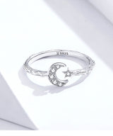 Open Ring Sterling Silver S925 Star And Moon – Holiday Gift Ideas — 6
