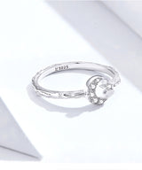 Open Ring Sterling Silver S925 Star And Moon – Holiday Gift Ideas — 2