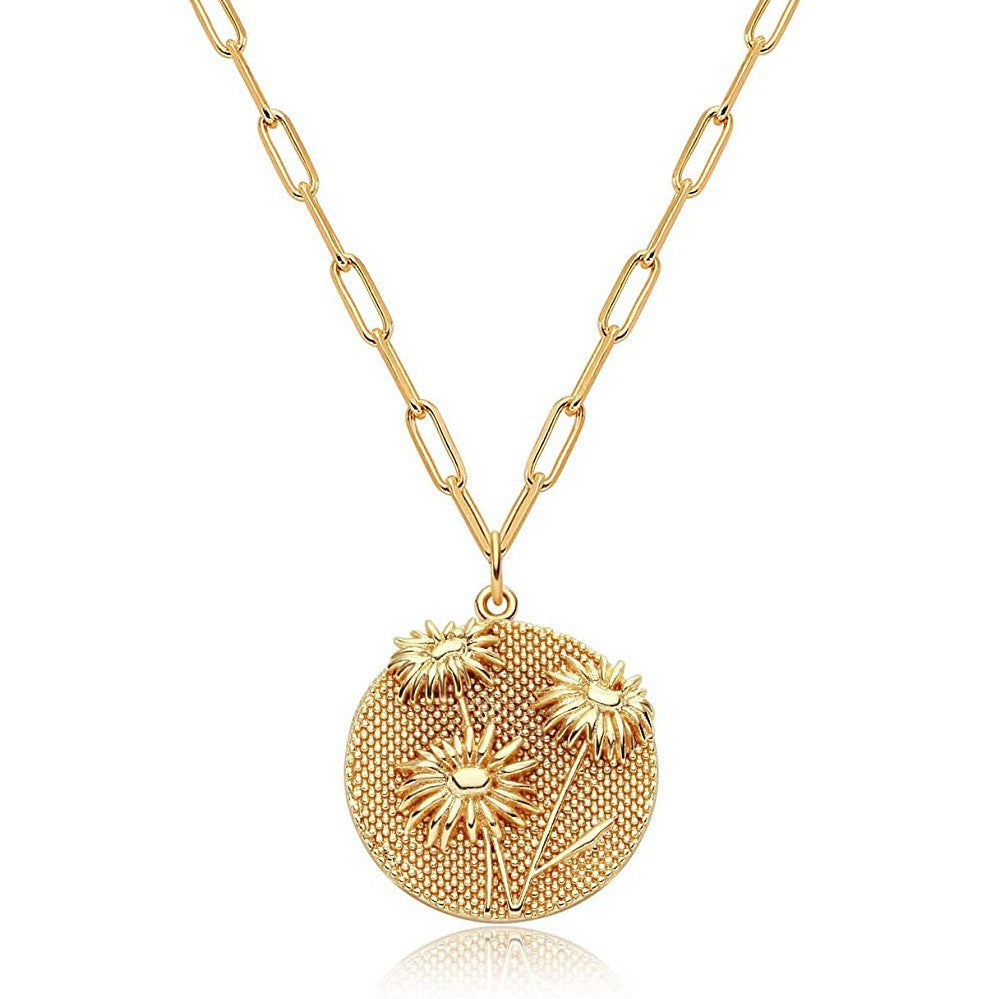 Real Gold Plating Round Embossed Pattern – Jewelry Gift Ideas — 1