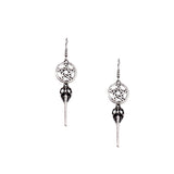 Ancient Silver Pentagram Long Beak Crow Earrings – Unique Gift Ideas — 2