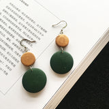 Korean Simple Earrings Retro Hit Color Geometric Wood – Gifts for Her — 2