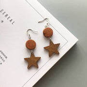 Korean Simple Earrings Retro Hit Color Geometric Wood – Gifts for Her — 4