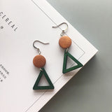 Korean Simple Earrings Retro Hit Color Geometric Wood – Gifts for Her — 7