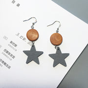 Korean Simple Earrings Retro Hit Color Geometric Wood – Gifts for Her — 18