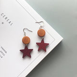 Korean Simple Earrings Retro Hit Color Geometric Wood – Gifts for Her — 10