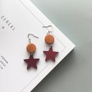 Korean Simple Earrings Retro Hit Color Geometric Wood – Gifts for Her — 10