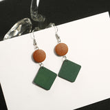 Korean Simple Earrings Retro Hit Color Geometric Wood – Gifts for Her — 8