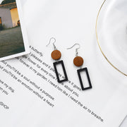 Korean Simple Earrings Retro Hit Color Geometric Wood – Gifts for Her — 3