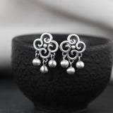 S925 Silver Matte Craft Silver Bead Tassel Earrings – Creative Gifts — 4