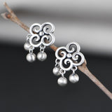 S925 Silver Matte Craft Silver Bead Tassel Earrings – Creative Gifts — 1