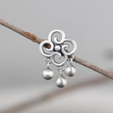 S925 Silver Matte Craft Silver Bead Tassel Earrings – Creative Gifts — 3