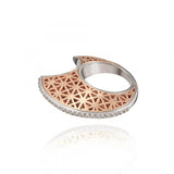 Moon Two-tone Fashion Ring With Crystal Diamonds – Stylish Gifts — 2