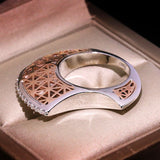 Moon Two-tone Fashion Ring With Crystal Diamonds – Stylish Gifts — 3