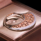 Moon Two-tone Fashion Ring With Crystal Diamonds – Stylish Gifts — 4