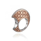 Moon Two-tone Fashion Ring With Crystal Diamonds – Stylish Gifts — 1