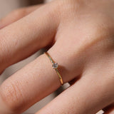 Very Thin Single Diamond Ring With 925 Sterling – Everyday Gifts — 4
