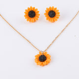 Sun Flower Earrings Necklace Set Sunflower – Jewelry Gift Ideas — 3